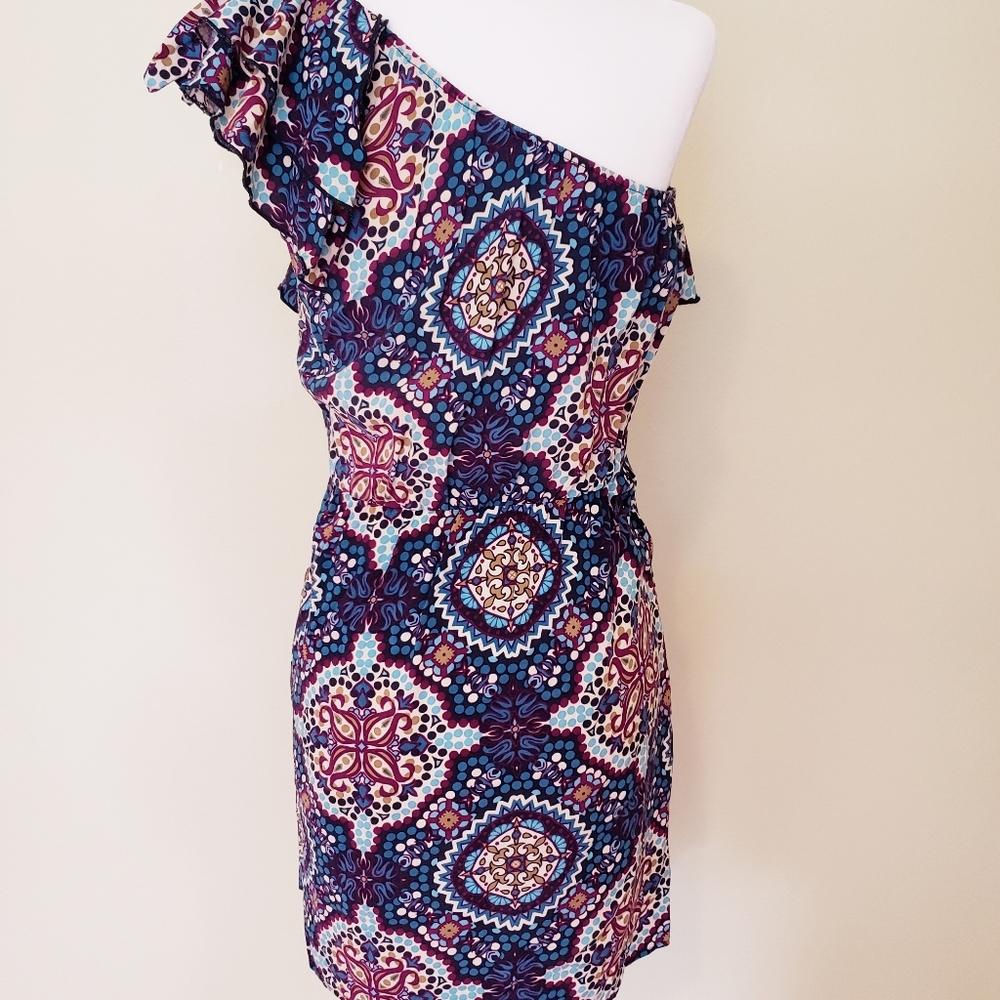 Xhilaration One Shoulder Ruffle Purple/Blue Dress - Picture 4 of 8